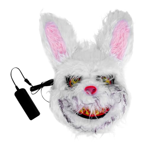 Amosfun 1Stk leuchtende Maske halloween deko halloween-dekoration tierische Mundbedeckung Hasen-Kuscheltiere LED-Gesichtsmaske Hasenkostüm Horror-Hasen-Maske Partyschmuck Dämon Zubehör von Amosfun