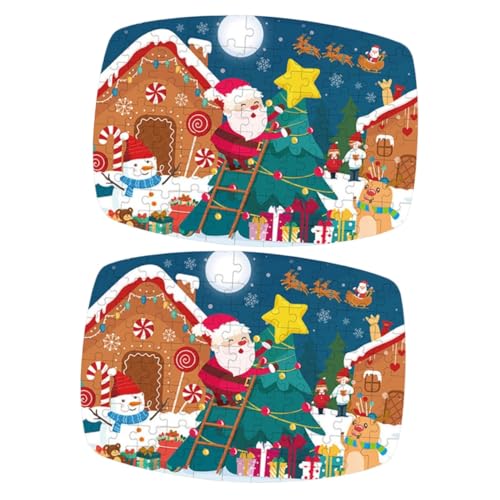Amosfun 2 STK DIY-Puzzle Weihnachts-Puzzle-Geschenke Weihnachtsmann-Puzzle-Spielzeug Weihnachtspuzzles Weihnachts-Rucksack-Puzzle Puzzle-Puzzle-Spielzeug Erwachsener Baby Papier Spielzeuge von Amosfun