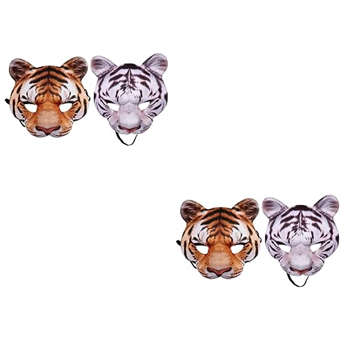 Amosfun 2 Sätze 2st Tierische Maske Tigermaske Halloween Tiger-masken-kostüm Tiger Maske Karneval Gesicht Der Tigermaske Requisiten Cosplay von Amosfun