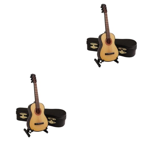 Amosfun 2 Sätze Gitarrenmodell Geschenk Statuendekor Schreibtischaufsatz Gitarrenfigur Akkordeon Desktop-dekor Mini-gitarrenhandwerk Mini-Gitarren-Modell-dekor Gitarren-Instrument-Modell von Amosfun