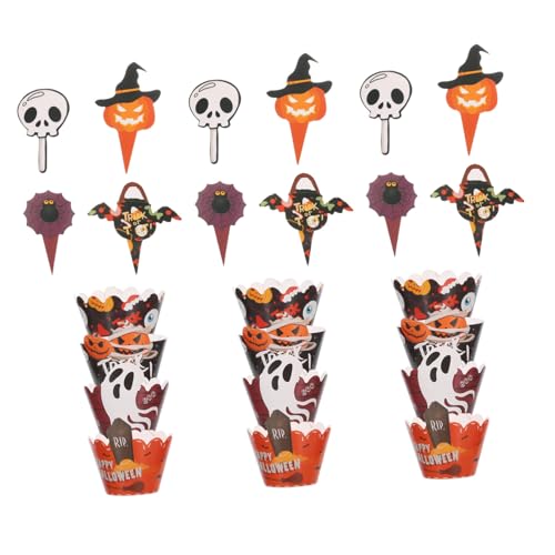 Amosfun 2sätze Cupcake-topper Halloween Kürbis-kuchendekorationen Gruselige Kuchendekorationen Papier-muffinförmchen Totenkopf-muffinförmchen Halloween-cupcake-verpackungen Amosfun 2sätze Cupcake-topper Halloween Kürbis-kuchendekorationen Gruselige Kuchendekorationen Papier-muffinförmchen Totenkopf-muffinförmchen Halloween-cupcake-verpackungen von Amosfun