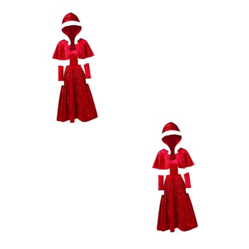 Amosfun 2 Sätze Weihnachten Langarm Miss Santa Claus Kostüm Umhang von Weihnachtsmann Mädchenkleid weihnachtsverkleidung Cosplay- für Frauen Kleider für Frauen formal Partykostüm von Amosfun