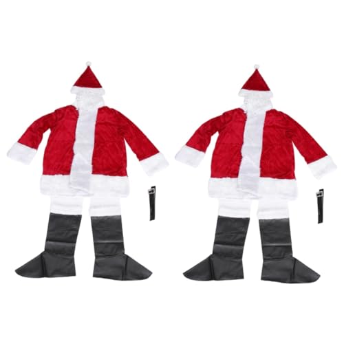 Amosfun 2 Sätze Weihnachtsmann-kleidung Weihnachtsmann Verkleidet Weihnachtsmann-kostüm Santa Weihnachtsmütze Herr Weihnachtsmann Anzug Erwachsener Partykleidung Männlich Polyester von Amosfun