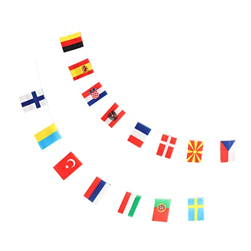 Amosfun 2 Saiten 24 Europacup-Flagge Internationale Flagge des Weltlandes Ammerflagge Der Europameisterschaft 2021 Internationale Flaggen Fahnenbanner Wm-Flagge Fußball Polyester Wimpel von Amosfun