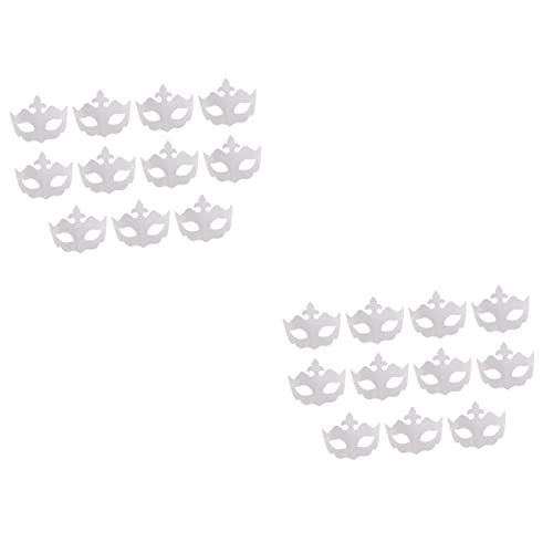 Amosfun 2 Sets Bemalbare Masken Maskenball Zellstoff Blanke Bastelmaske Party-zubehör Maskenkostüm Cosplay Einheitsgröße Weiß 10 Stück * 2 von Amosfun