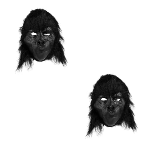 Amosfun 2 Stk Schimpansen-maske Schimpansen- Gruselige Halloween-maske Halloween-affenmaske Schreckliche Kostümmaske Schwarze Cosplay-maske Haube Weiches Gummi Erwachsener von Amosfun