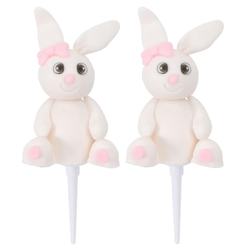 Amosfun 2 Stück Cake Toppers Hase für Geburtstag, bunte Dekoration für Kinderkuchen, ideal für Geburtstagsfeiern von Amosfun