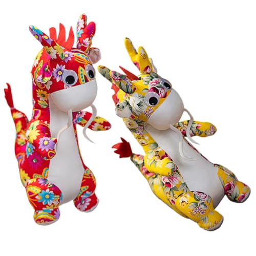 Amosfun 2 Stück Plüsch Maskottchen Chinesisches Neujahr Glücksbringer für Freunde und Vielseitig Einsetzbar Kuschelig und Süß von Amosfun