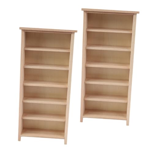 Amosfun 2 Stück Puppenhaus Bücherregal aus Holz Unbemalt Lagig Miniatur Möbel für Schlafzimmer Wohnzimmer Arbeitszimmer DIY Display Regal Dekorativ und Leicht zu Platzieren von Amosfun