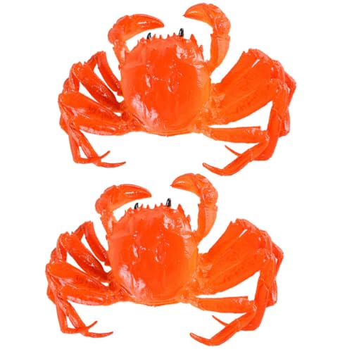 Amosfun 2 Stück Realistische Gekochte Krabbenfiguren Modell Simulierte Kunststoffkrabbenimitation Meerestierfiguren Meeresfrüchte Lernspielzeug Foto-Requisite Für Kinder Kinder Geschenke von Amosfun