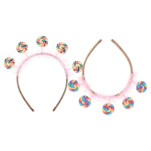 Amosfun 2 Stück Stirnband Rosa Haarspangen Rosa Süßigkeiten Kostüme Für Kopfband Zuckerwatte Kostüm Candy Lou Who Headbead Goldenes Ticket Kostüm Candyland Kostüm Für Erwachsene von Amosfun