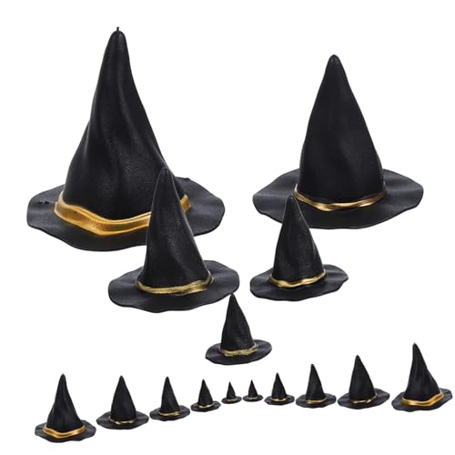Amosfun 20 Stück Halloween-hexenhut Miniatur-hexenhut Spitze Hexenhüte Hexenschwanz Miniaturen Mini-hüte Puppe Hexenkostüm Kleine Hexenhüte Zum Basteln Mini-bauhut Mini-hut Black Plastik von Amosfun
