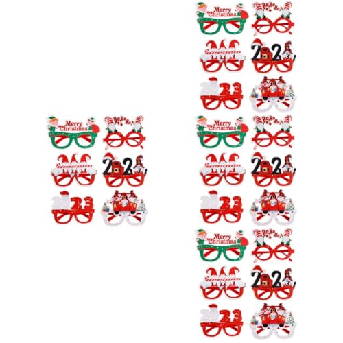Amosfun 24 Stk 2023 Weihnachtsbrille Kostüm Brillengestell Gefälligkeiten Für Weihnachtsfeiern Party-brillen-requisiten Weihnachtsbrillen Kind Erwachsener Weihnachtsutensilien Filzstoff von Amosfun