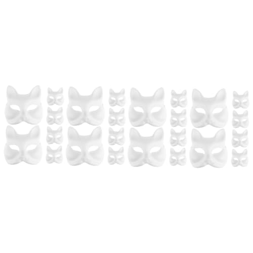 Amosfun 24 Stk Handbemalte Maske Halloween-maske Cosplay-maske Für Frauen Maskenstütze Für Frauen Blankomasken Aus Zellstoff Zum Bemalen Papier Weiß Partybedarf Fuchs Kind von Amosfun