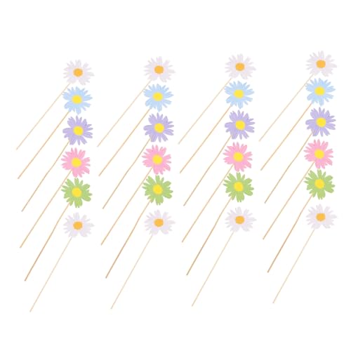 Amosfun Stück Kucheneinsatz Party Einsätze Rosa Kuchendekorationen Blumen wählt bunt Gänseblümchen-Blumen-Kuchen-Picks hawaii kuchen dekorationen Cupcake Picks Blumentortendekore Holz von Amosfun