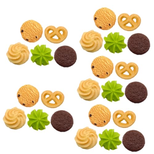 Amosfun 25 Simulierte Cookies House Decoration Kekse verzieren gefälschtes Essen Simulationsdessert Spielzeug Schokoladenkekse Requisite für die Anzeige Food-Modell Persönlichkeit Käse von Amosfun