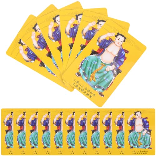 Amosfun 25st 2023 Karten Tarot Kartendeck Decoraciones para Sala De Casa Chinesisches Feng-Shui Gold Schnitzen Orakelkarten Chinesisches Neujahrsamulett Schutzkarte Frau PVC Glücklich von Amosfun