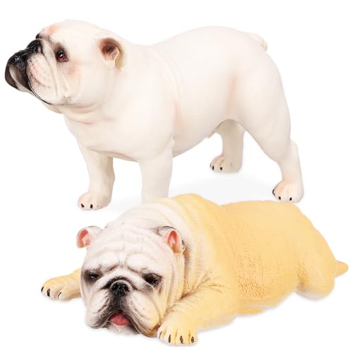 Amosfun 2St Bulldoggenfigur Hunde Mini-Welpenfiguren Bulldogge Figur Haustier tierfiguren für hühner Simulationsfigur Einer Bulldogge Bulldogge-Figur-Ornament Plastik von Amosfun