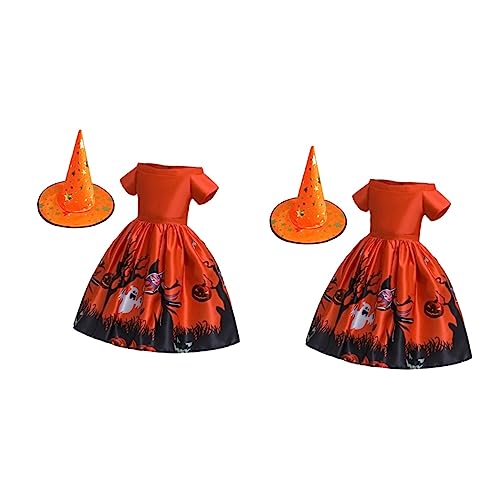 Amosfun 2St Halloween-Kostüme für Kinderkleid Mädchenkleidung Mädchen Hüte kostüm halloween kinder halloween kinder kostüme Abendkleid vestidos de prom Kurzarm einstellen die Hut Rock von Amosfun