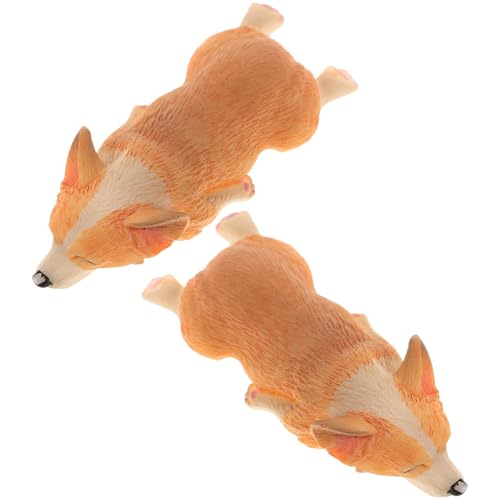 Amosfun 2St Ornamente Welpenmodell Miniatur-Tierfigur Hundefiguren für Cute Decoration wohnzimmerdeko gartendeko autodeko Wohnkultur Miniatur-Hundefiguren Harz Yellow von Amosfun