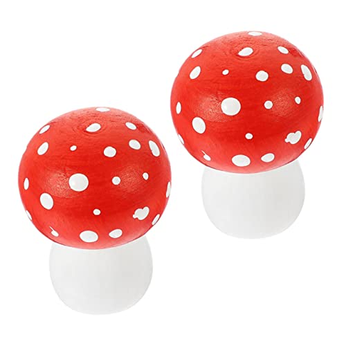Amosfun 2 Stücke Garten Pilz Ornament Mini Pilz Decor Holz Pilz Skulptur Outdoor Decor Simulation Pilz Für Garten von Amosfun