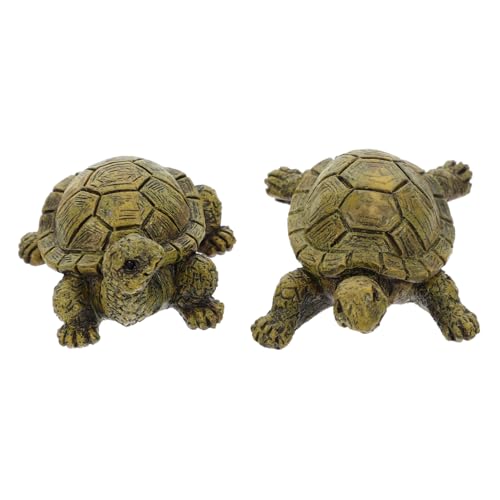 Amosfun 2St Schildkröte Feengarten-Ornament Zwerge Reptiliendekor Frösche Gartenverzierung Meerestierfiguren Simulation Tiermodell Tierfiguren Simulation Tierfigur Harz Dark Green von Amosfun