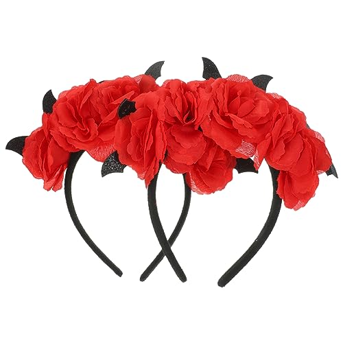 Amosfun Stirnband für Erwachsene Halloween Fledermaus-blumen-stirnbänder Haarband für Erwachsene Jungen und Mädchen Party-accessoire für Frauen und Männer Karneval Haarband 2 Stück von Amosfun
