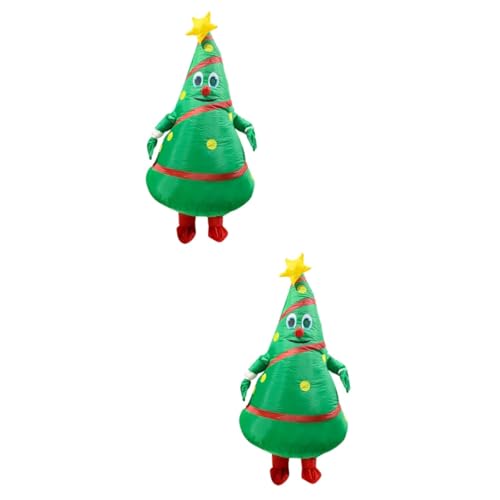 Amosfun 2st Aufblasbare Kostüme Etuikleider Körperkleider Figurbetontes Maxikleid Anzug Aufblasen Weihnachtsmaskottchenkostüme Aufblasbare Weihnachtsbaum-kleidung Aufblasbares Partykostüm von Amosfun