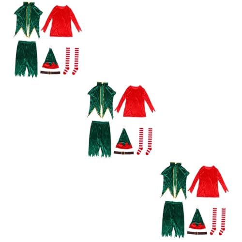 Amosfun 3 Sätze Kleidung Weihnachtspyjama Herrenanzüge Kostüme Für Männer Weihnachtself-kostüm Weihnachtsanzug Elfenkostüm Für Erwachsene Weihnachtskostüme Kind Polyester Weihnachten von Amosfun