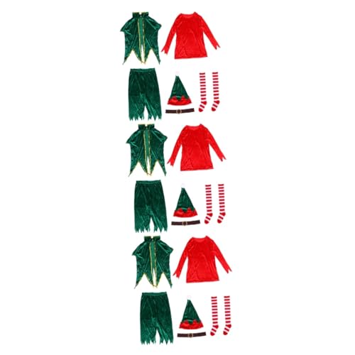 Amosfun 3 Sätze Kleidung Weihnachtspyjama Weihnachtselfen-outfit Elfenmützen Für Erwachsene Elfen-overall Elfenkostüm Für Erwachsene Liebhaber Weihnachtskostüme Polyester Weihnachten von Amosfun