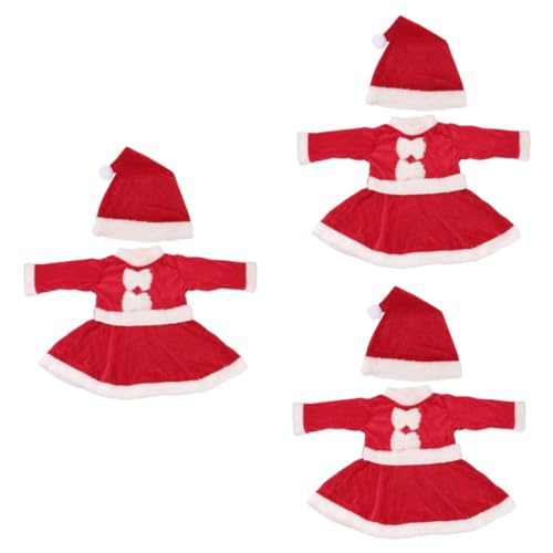 Amosfun 3 Sätze Mädchenkleidung kinderkostüm weinachtsdeko weichnachts geschenke Weihnachtsmannkostüm für Mädchen Weihnachtsmann-Outfits für Mädchen Weihnachten Kostüme Tanzkostüm von Amosfun