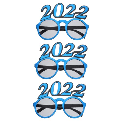 Amosfun 3 Stk 2022 Brille Silvesterparty 2022 Neujahr Kostüm Brillen 2022 Neujahr Brillenfassungen Lustige Schauspiele Brillenstütze Neujahrs 2021 Brille Kind Augenrahmen Halloween von Amosfun