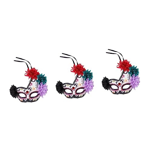 Amosfun 3 Stk Halloween-maske Maskerade-gesichtsbedeckung Schädel-augenmaske Maskerade Party Kostümzubehör Halloween-gesichtsbedeckung Kabuki Plastik Kind Jahrgang Frauenkleidung von Amosfun