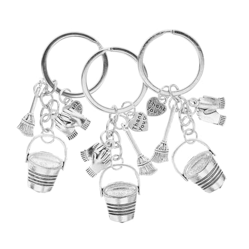 Amosfun 3 Stück Teiliges Housekeeping Schlüsselanhänger mit Besen Eimer und Kehrschaufel Leichter Metall Schlüsselring mit Glänzendem Thank You Charm Langlebig und Stilvoll für Alltag und Amosfun 3 Stück Teiliges Housekeeping Schlüsselanhänger mit Besen Eimer und Kehrschaufel Leichter Metall Schlüsselring mit Glänzendem Thank You Charm Langlebig und Stilvoll für Alltag und von Amosfun