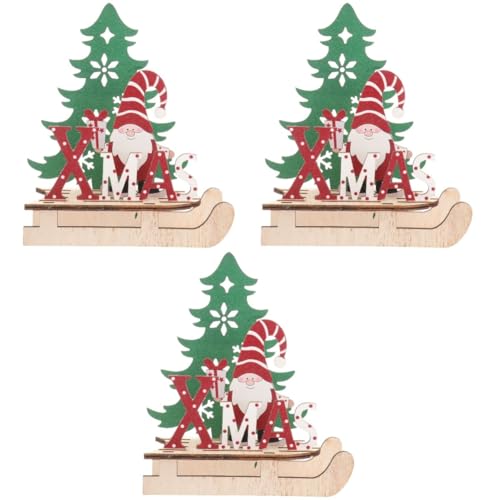 Amosfun 3 Weihnachtsschmuck weihnachtsdeko Weihnachten deko Weihnachtstischschild weihnachtswagen Holzhandwerk Puzzle-Spielzeug Puzzle-Modell aus Holz Weihnachten Holzpuzzle von Amosfun