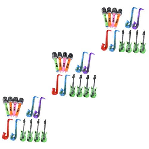 Amosfun 36 Stk PVC aufblasbare Stütze spielzeug für kinder kinderspielzeug funnytoys Musikinstrumente aufblasbares Mikrofon aufblasbares Saxophon elektronische Orgel Requisiten Gitarre von Amosfun