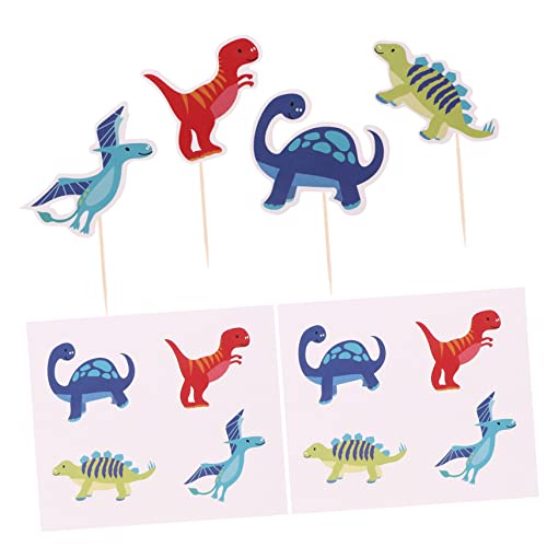 Amosfun 36st Dinosaurier-kuchen-flags Dinosuar- -picks Cupcake-verzierung Kuchenornament Kuchen Dekorative Topper Salattopper Holz Kleiner Junge Nachtisch Karikatur von Amosfun