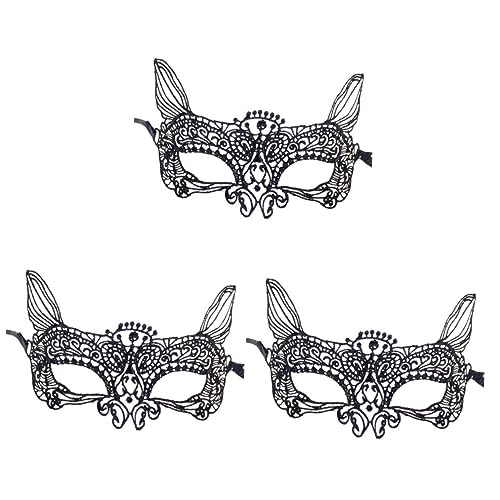 Amosfun 3St halloween masken halloweenmaske Prom mask black mask augenklappen Spitze Gesichtsbedeckung für Kostüm halbes Gesicht Spitzenmaske Halbmaske bilden Zubehör Kleidung von Amosfun
