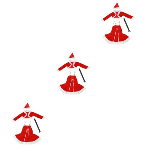 Amosfun 3St weihnachtsmann kostüm weihnachtsmannkostüme Galakleider für Frauen formell Damenanzüge Weihnachtskostüm für Frauen Weihnachtsmann-Cosplay-Kleidung Traum bilden Rock einstellen von Amosfun