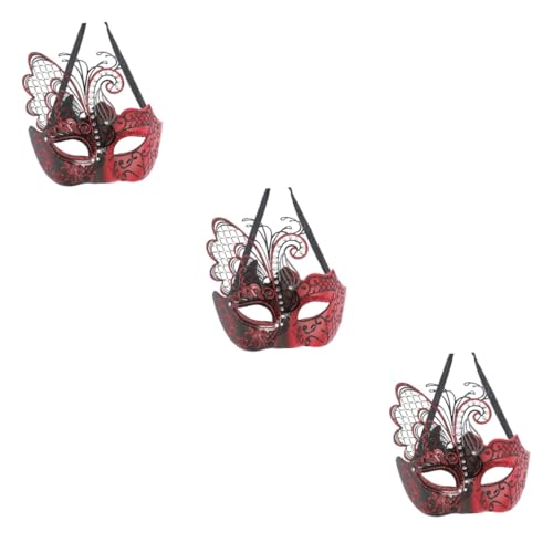 Amosfun 3St Schmetterlingsmaske aus Metall Abschlussball Maske Kostüm Maske Paar-Outfits Maskerade Masken Maskerade-Maske Party-Kostümmaske Cosplay-Partymaske Halloween Kleidung Plastik von Amosfun