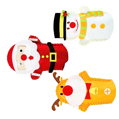 Amosfun 3st Spielzeug Für Kinder Puppenspielsets Kuscheltiere Für Kinder Weihnachten Fingerpuppen Weihnachten Non-Woven Candy Bag Handgefertigte Kindergartentaschen von Amosfun