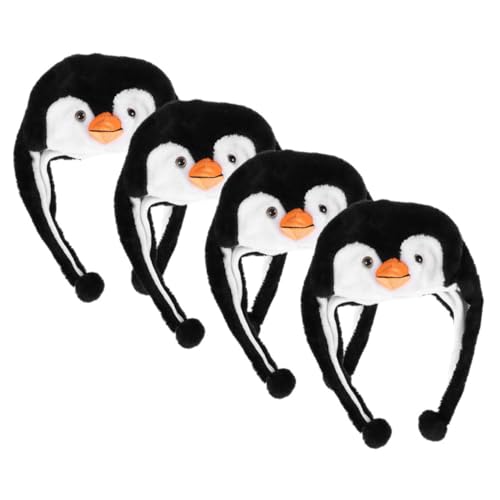 Amosfun 4 Stück Cartoon Pinguin Ohrenschützer Mütze aus Lustige Kopfbedeckung für Erwachsene Foto Requisiten für Party Geburtstag Rollenspiel und Festtagsdekoration von Amosfun