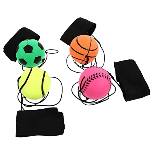 Amosfun 4 Stück Fluoreszierender Hüpfball Handgelenk-Return-Baseball Armband Spielzeug Werfen Nachtleuchtende Armbandbälle Bälle Entspannendes Spielzeug Elastisch Gummi Kind Ballon von Amosfun