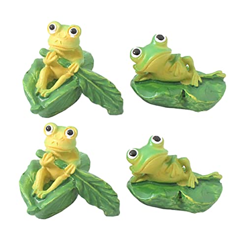Amosfun 4 Stück Miniatur-schmuck-blattfrosch-statuen Aus Kunstharz Gartendekoration Cartoon-spielzeugfigur Für Miniaturgärten Und Wasserspiele von Amosfun