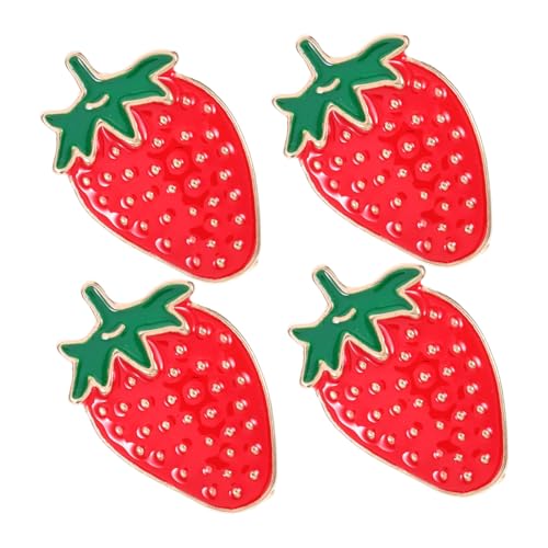 Amosfun 4 Stück Fruchtbrosche Erdbeerdekor Kleidernadel Taschenanhänger Für Damen Erdbeer-anstecknadel Frauen Brosche Erdbeerförmige Brosche Stifte Für Taschen Sommer Pin Zinklegierung Rot von Amosfun