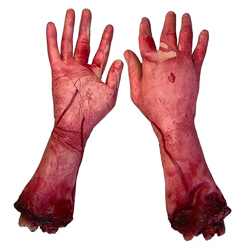 Amosfun 4 Stück Gefälschte Menschliche Hände Halloween-dekorationshand Realistische Organe Hängen Knochen-Halloween Blutige Hand Körperteil Halloween-körperorgan Handgebrauch Lieferungen von Amosfun