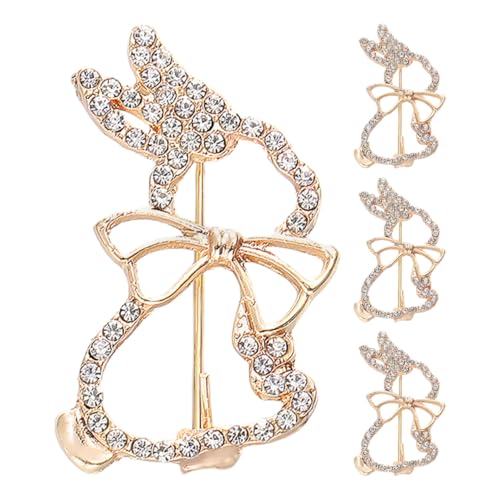 Amosfun 4 Stück Kaninchen Brosche Wäscheklammern Ratsche Rattan Frauen Brosche Stift Retro-brosche Anzugbrosche Charme-schlüsselanhänger Plüsch Anhänger Schlüsselanhänger Legierung Golden von Amosfun