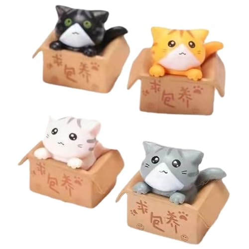 Amosfun Lebendige Stil Figuren 4 Stücke Kätzchen Ornamente Dekorative Katze Statuen Für Wohnzimmer von Amosfun