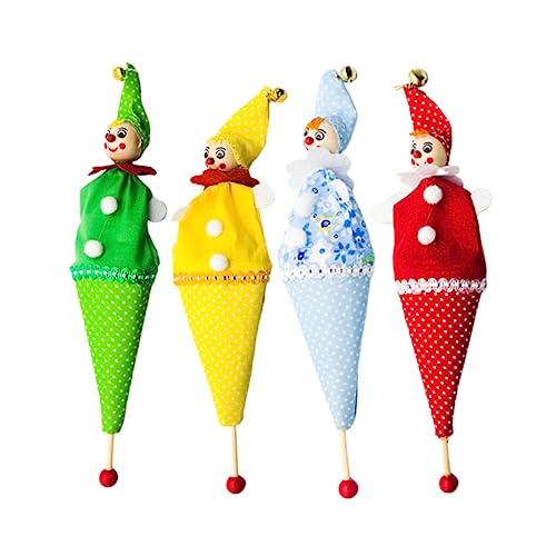 Amosfun 4 Stück Puppentuch toll Weihnachtswichtel Spielzeug weihnachtliche Stoffpuppe Holzdekor dekorative Ornamente Weihnachtsdekoration Cosplay schmücken Marionette Fass Kind Hölzern von Amosfun