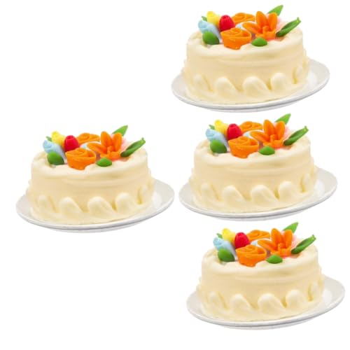 Amosfun 4 Stück Mini-Cupcakes Miniatur-kuchenspielzeug Künstliches Cupcake-Modell Mini-puppenhaus-Kuchen Küchenzubehör Für Puppenstuben Mini-Essen Gefälschtes Essen Gefälschter Kuchen Harz von Amosfun